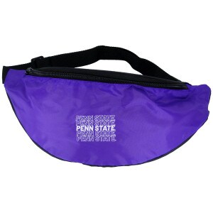 purple fanny pack with repeating Penn State on front